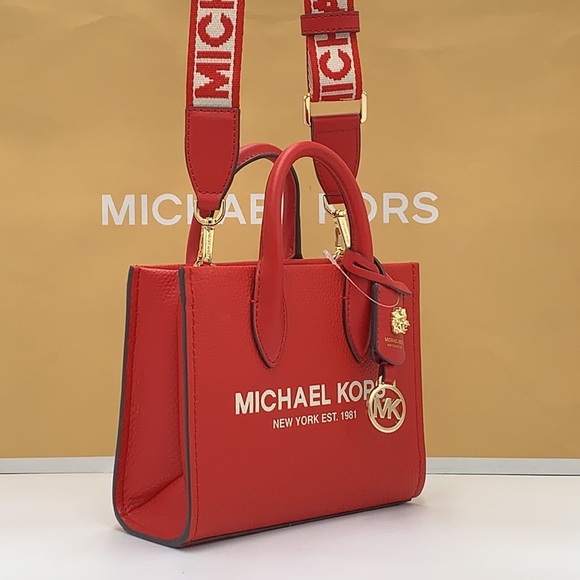 MICHAEL KORS Mirella Extra-Small Shopper XBody Crossbody Bag Bright Red color - Picture 7 of 15